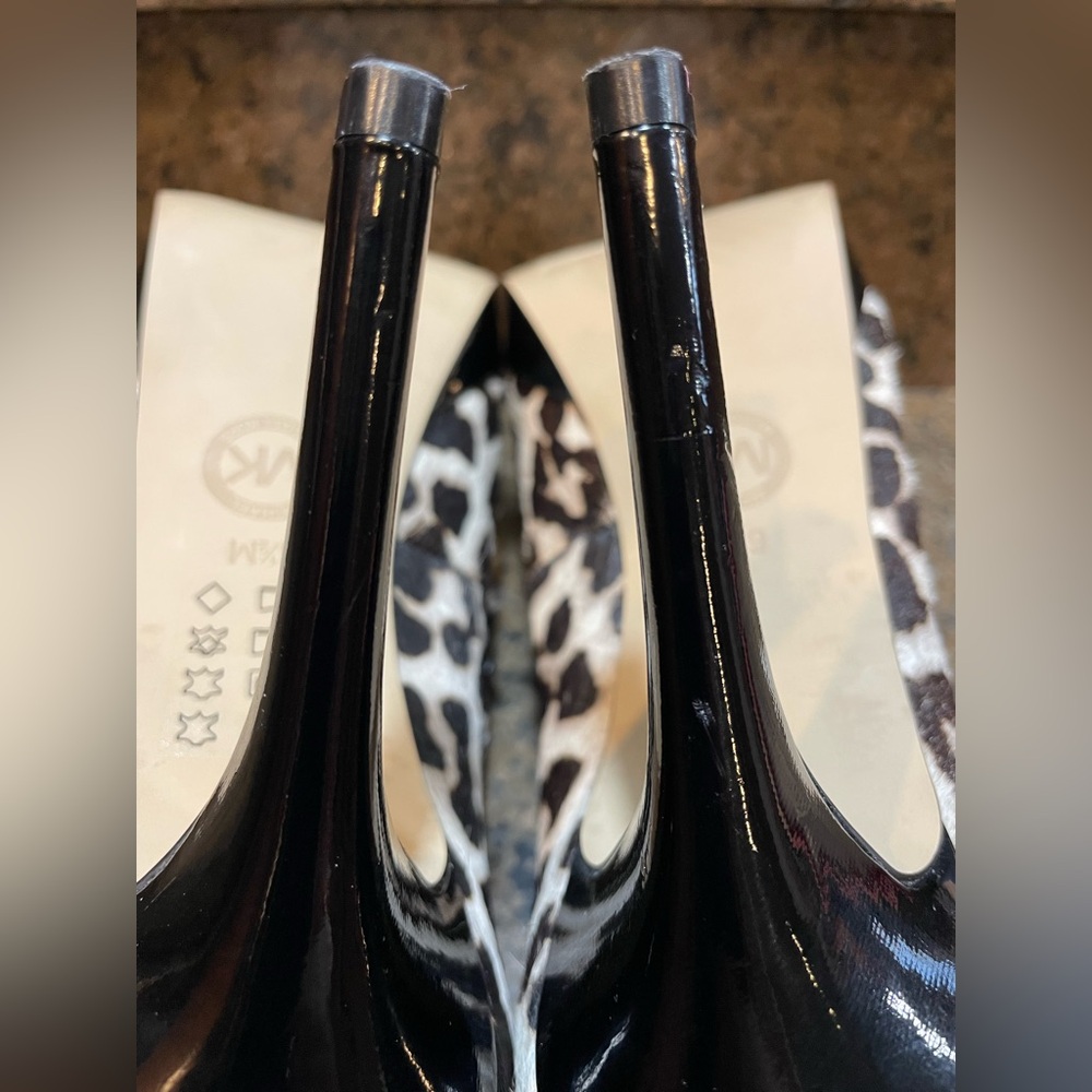 Michael Kors Sz 6.5 Calf Hair/Patent Leather Platform Leopard Animal Print Heel - Picture 7 of 10
